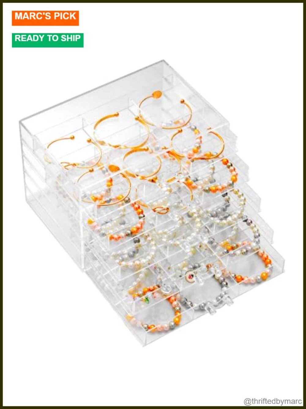 Large Earring Organizer Box 30 Compartments Clear Acrylic Jewelry Storage with